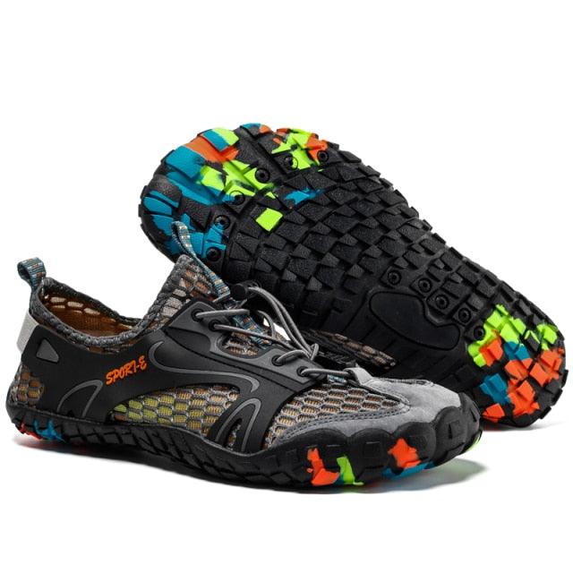 Men's Stevvex sport mesh hiking shoes with breathable upper, wearproof rubber sole, quick-dry water shoes for hiking and water activities.