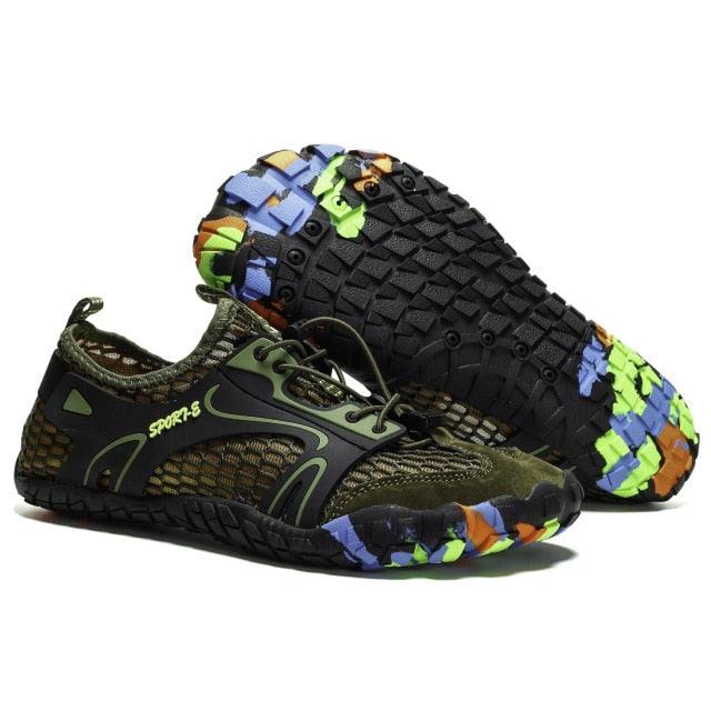 Men's Stevvex mesh hiking shoes with breathable fabric, quick-dry water-resistant rubber soles, ideal for outdoor water sports and walking.