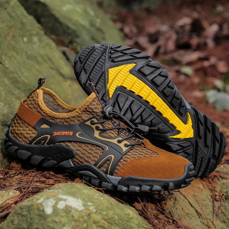 Men's Stevvex breathable mesh hiking shoes with quick-dry water-resistant rubber soles, ideal for water sports and barefoot walking.