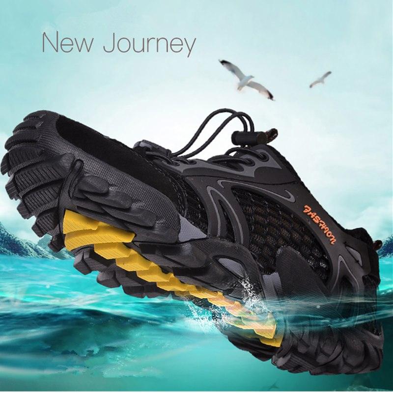 Men's breathable mesh hiking shoes by Stevvex with quick-dry water-resistant rubber soles, ideal for water sports and outdoor walking.