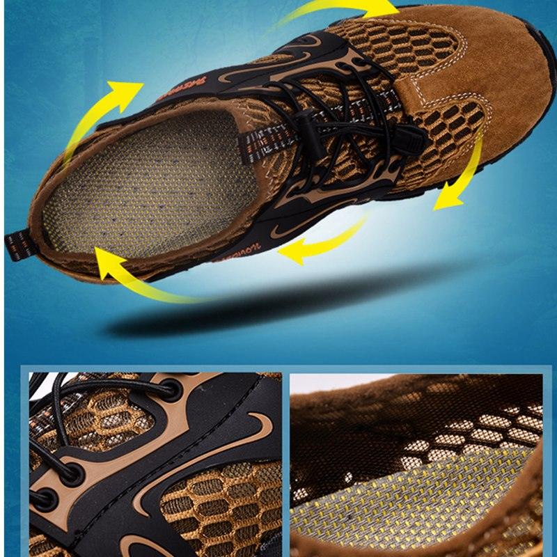Men's Stevvex mesh hiking shoes with quick-dry, breathable water-resistant rubber soles for outdoor water sports and walking.
