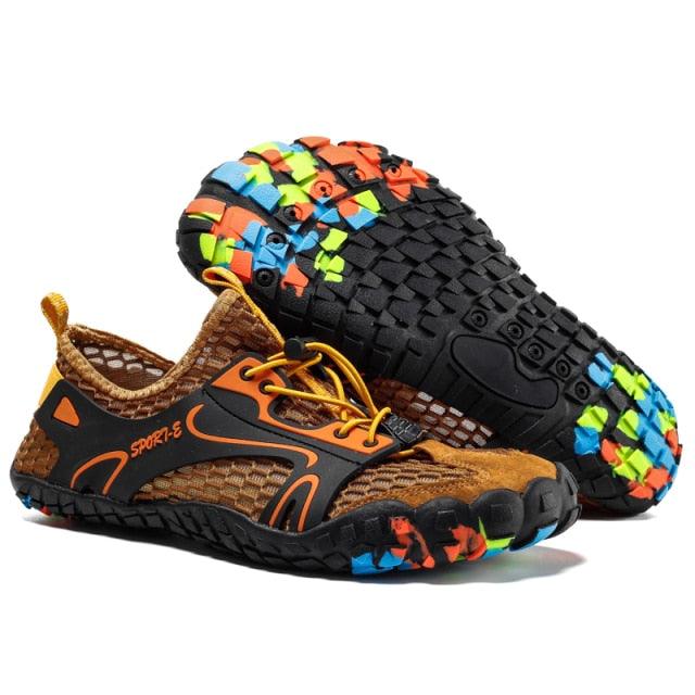 Men's Stevvex mesh hiking shoes with breathable fabric, rubber sole, quick-dry water sports shoes for hiking, walking, and barefoot swimming.