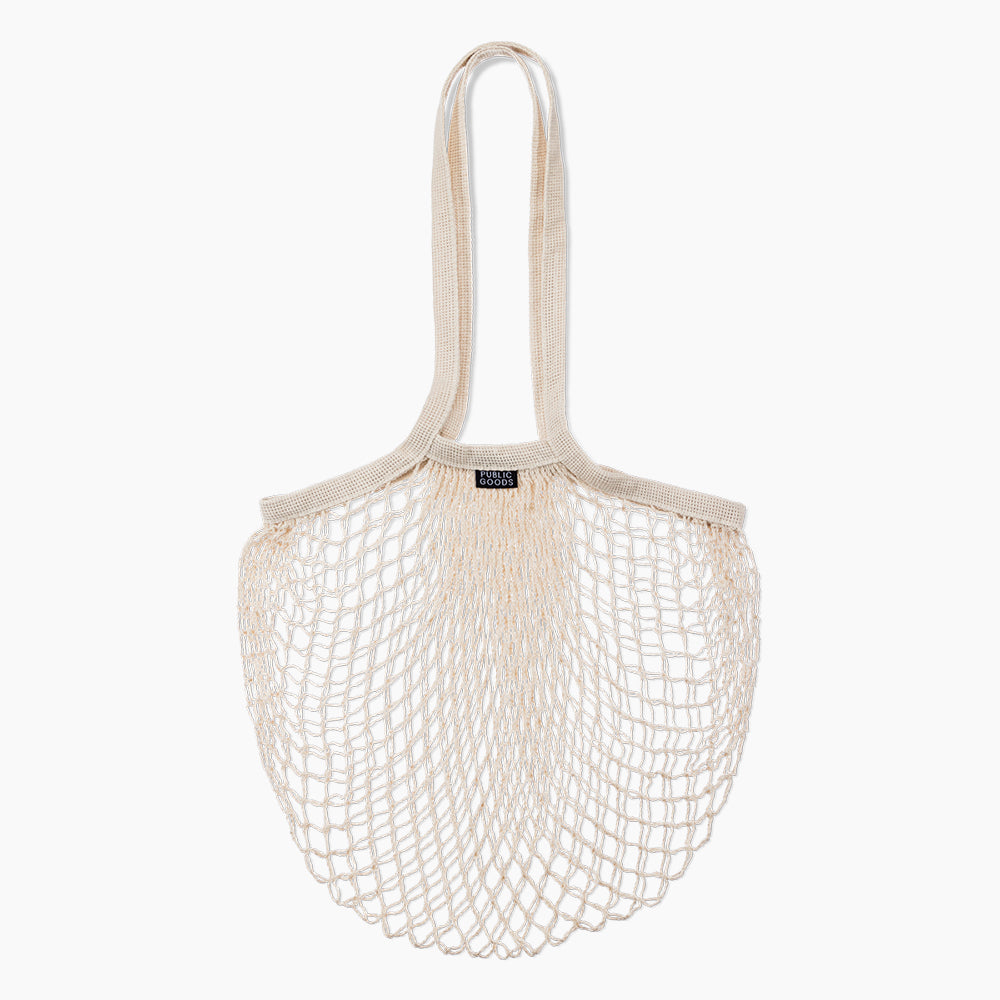 Public Goods organic cotton mesh tote bag with sturdy handles, ideal for household use and eco-friendly shopping.