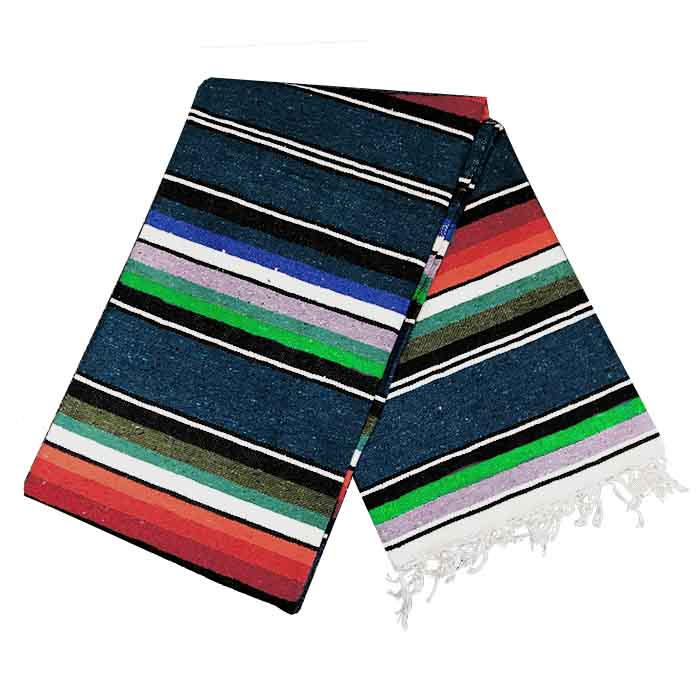 100% Cotton Blue Serape Blanket - OVERLANDERS Outfitter