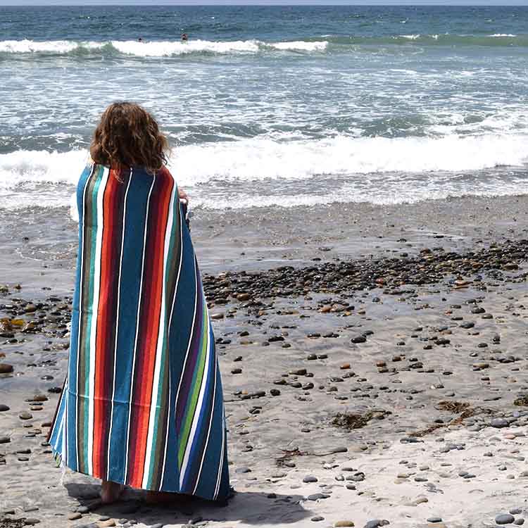 100% Cotton Blue Serape Blanket - OVERLANDERS Outfitter