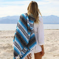 Bright Blue Mexican Falsa Blanket - OVERLANDERS Outfitter