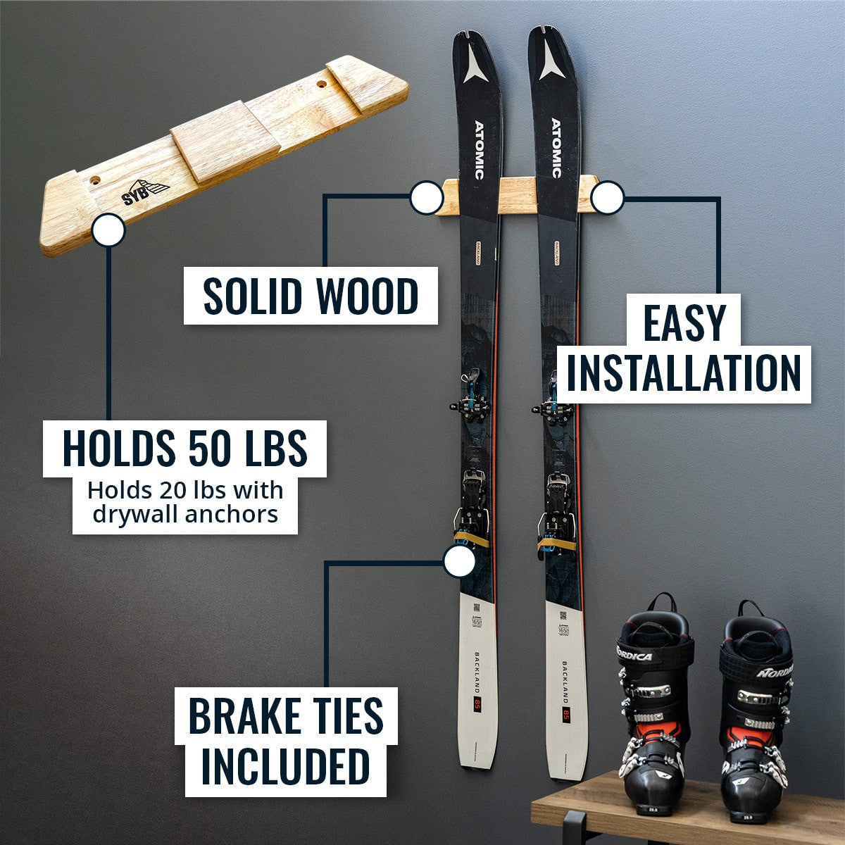 Vail Ski Display | Minimalist Wood Rack | Small - OVERLANDERS Outfitter