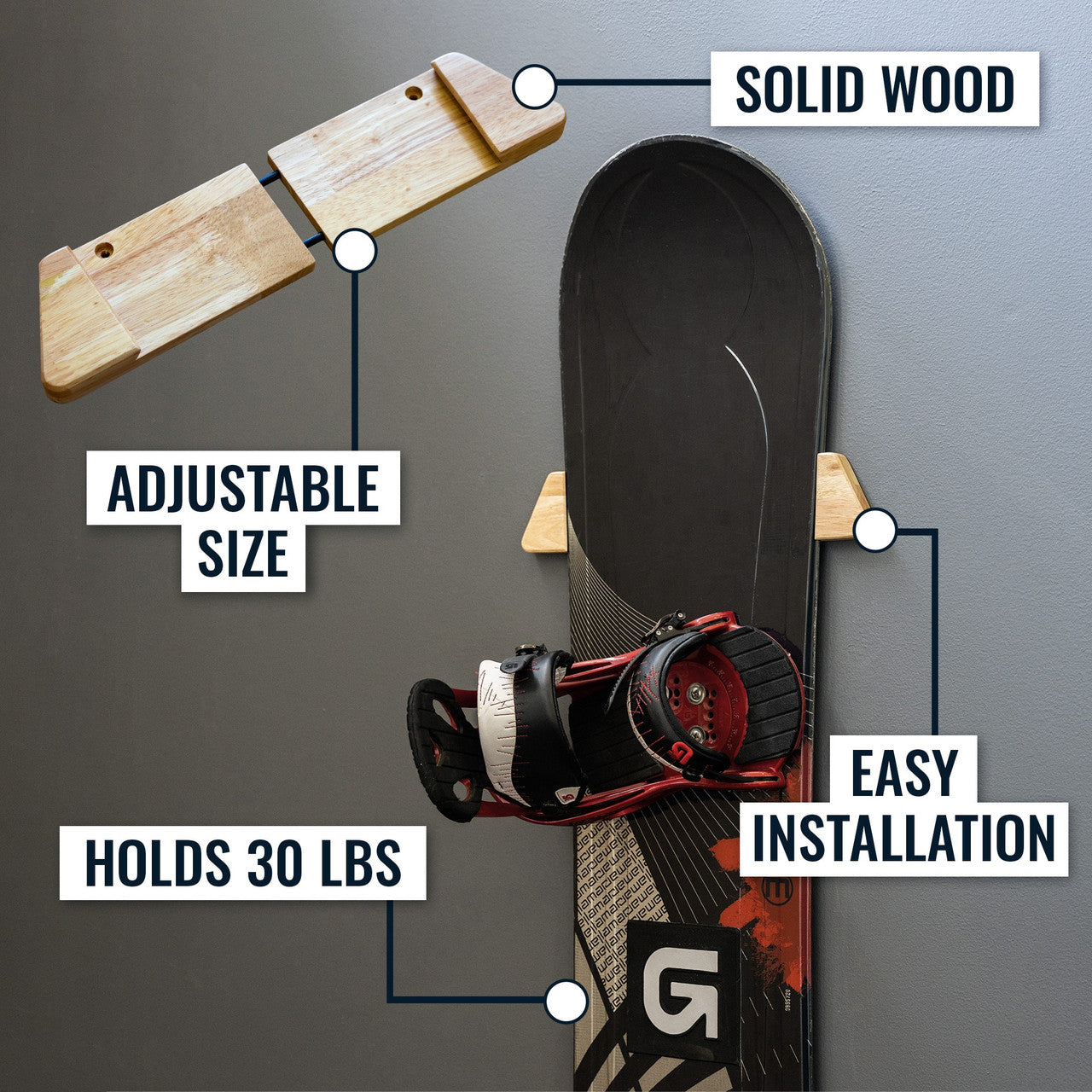 Taos Snowboard Storage | Minimalist Wood Display Rack - OVERLANDERS Outfitter