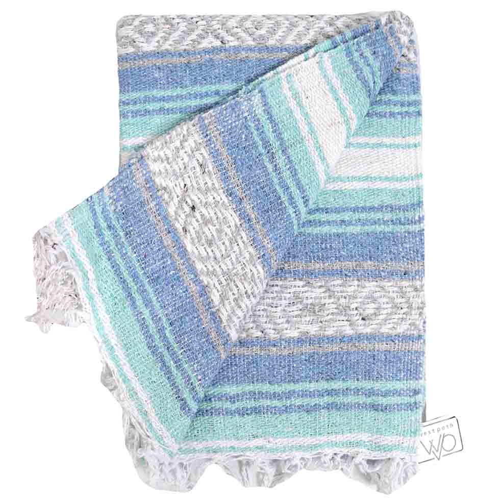 Mint Blue Ocean Mexican Falsa Yoga Blanket - OVERLANDERS Outfitter