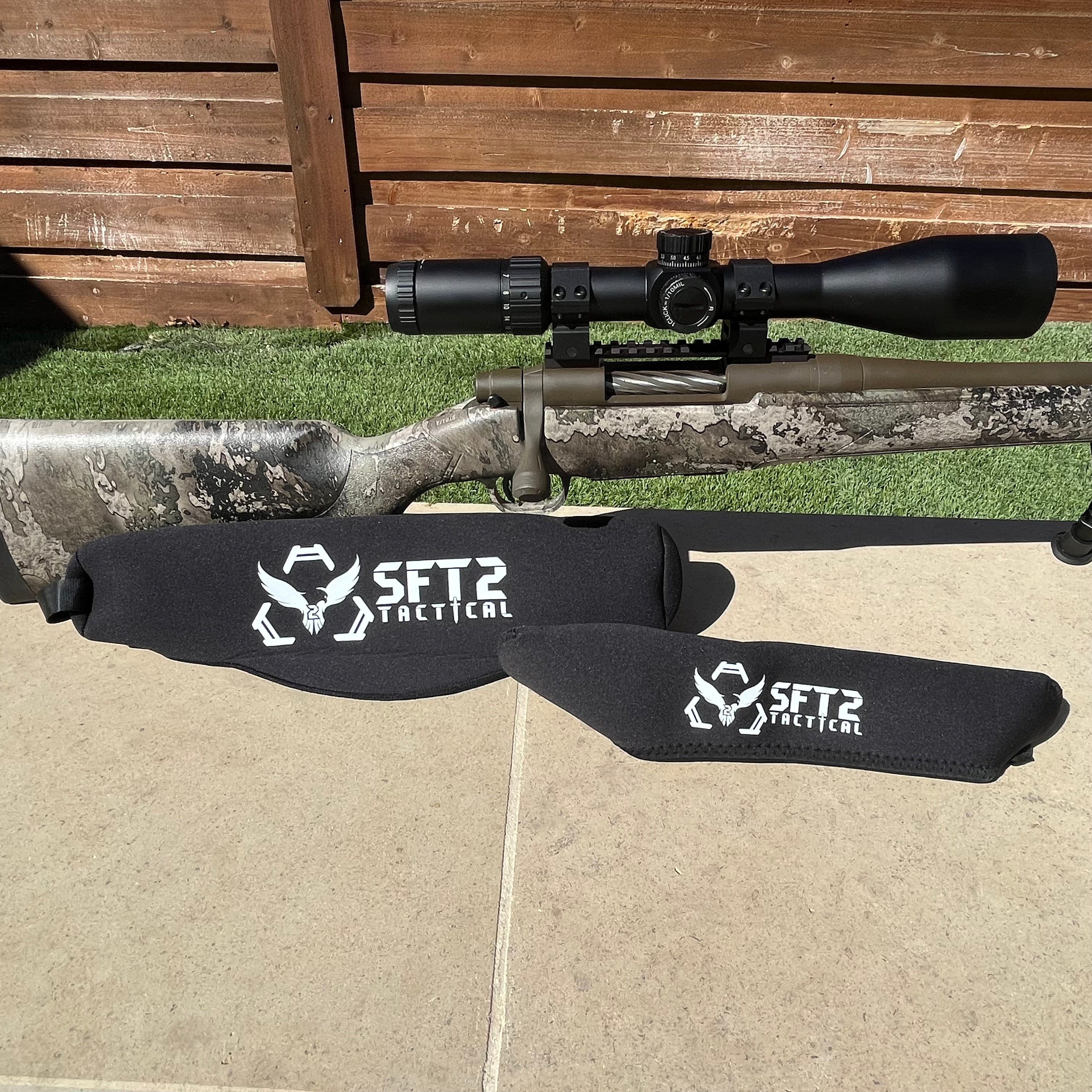 SFT2 Tactical Scope Cover in two sizes, designed for protecting tactical scopes in various outdoor conditions.
