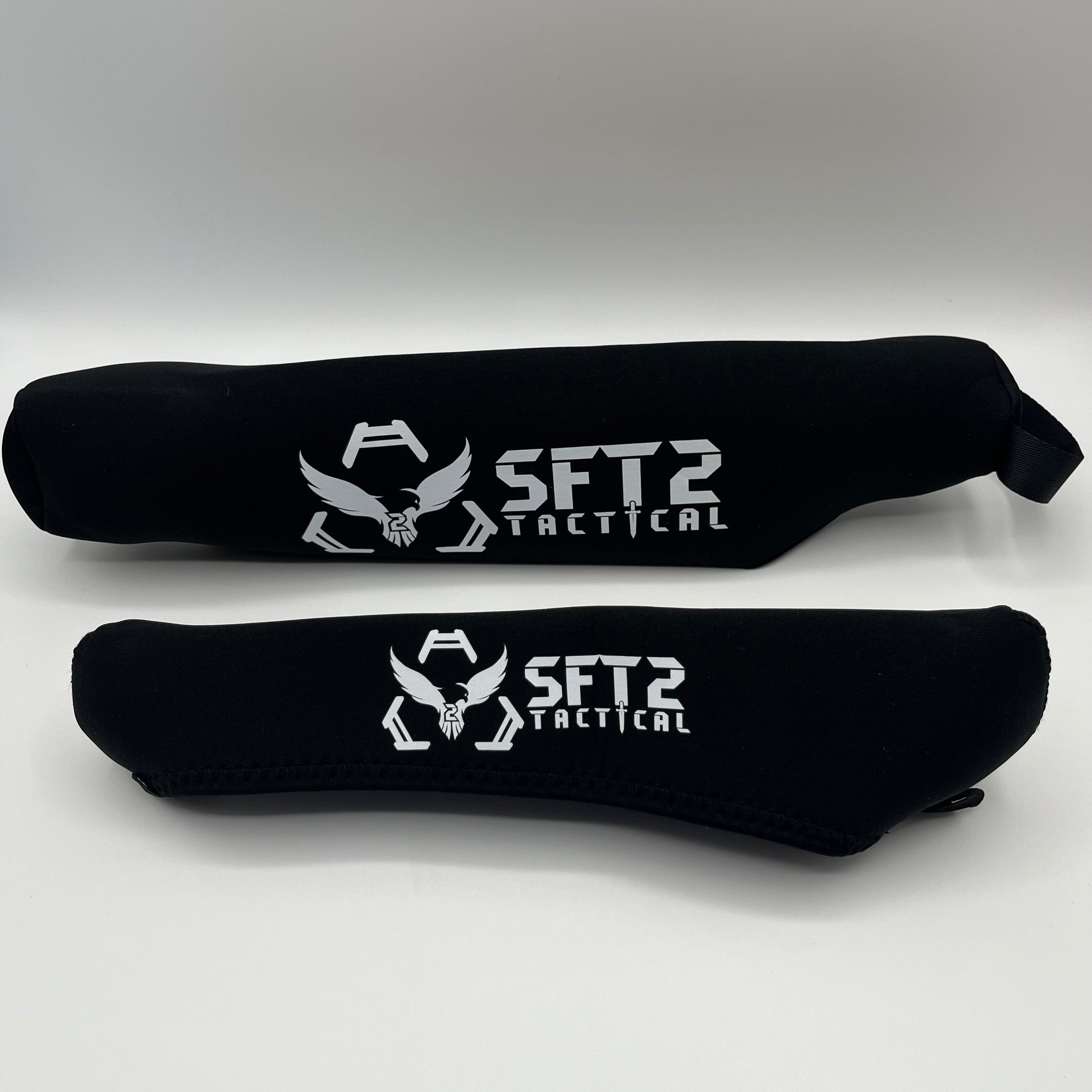 SFT2 Tactical Scope Cover displayed in two sizes, designed for protecting tactical scopes during use or storage.