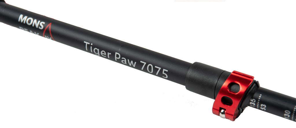 Backcountry Sportsman Tiger Paw 7075 Trekking Poles for hiking, featuring lightweight aluminum construction and adjustable design.