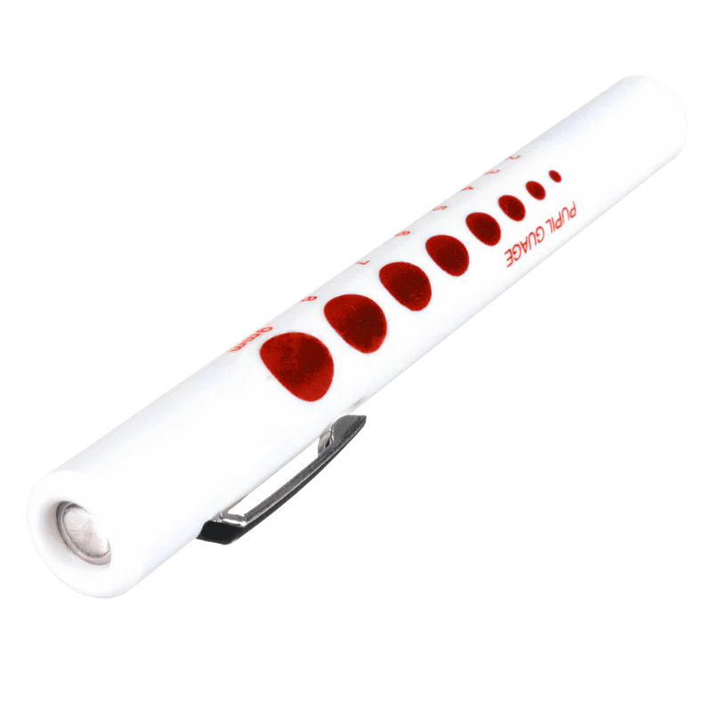 Alpenglow Readiness Supply disposable penlight, featuring a sleek design and bright illumination for medical use.