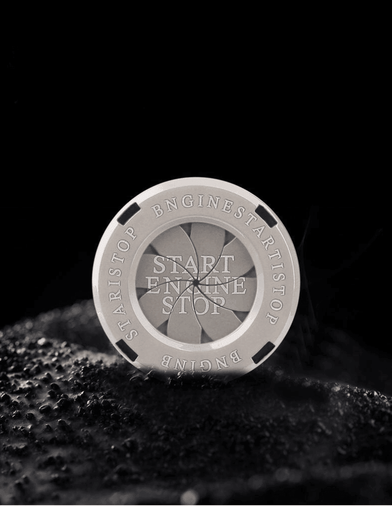 Customizable motorcycle igniter cover with central logo by Bean's Moto Booth, featuring a sleek design for enhanced engine protection.