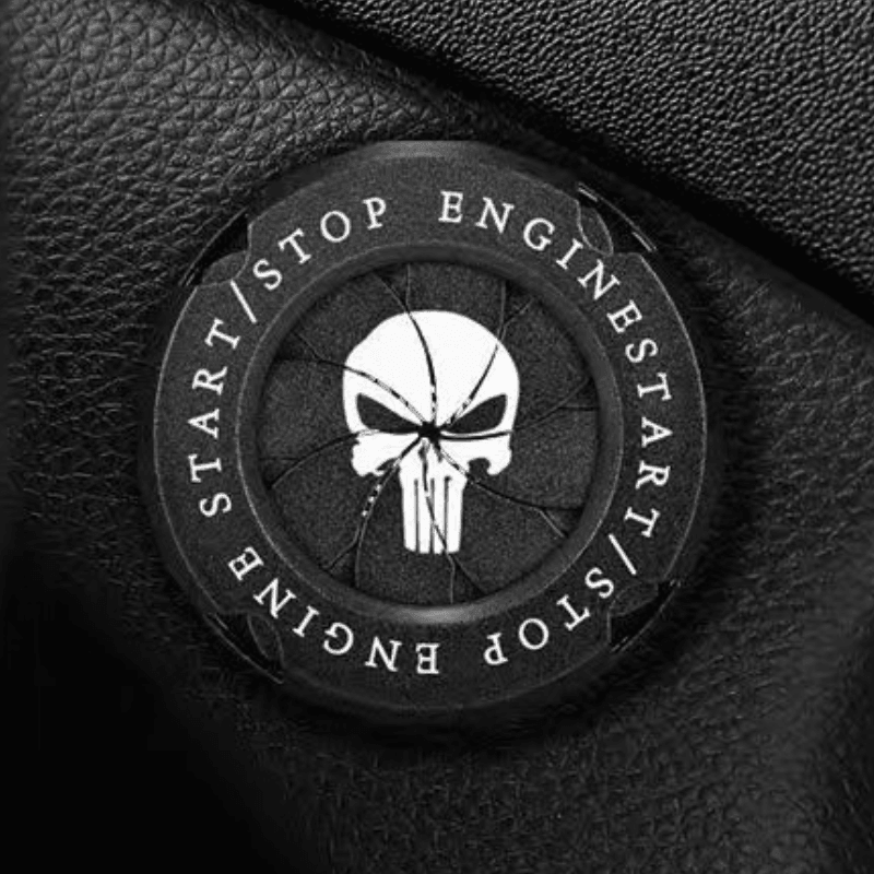Customizable motorcycle igniter cover with central logo by Bean's Moto Booth, featuring a sleek design for motorcycle ignition systems.