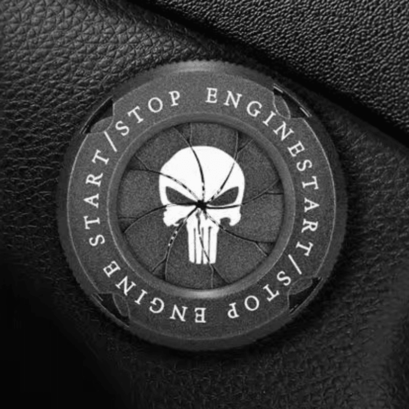 Customizable motorcycle igniter cover with central logo by Bean's Moto Booth, featuring a sleek design and durable finish.