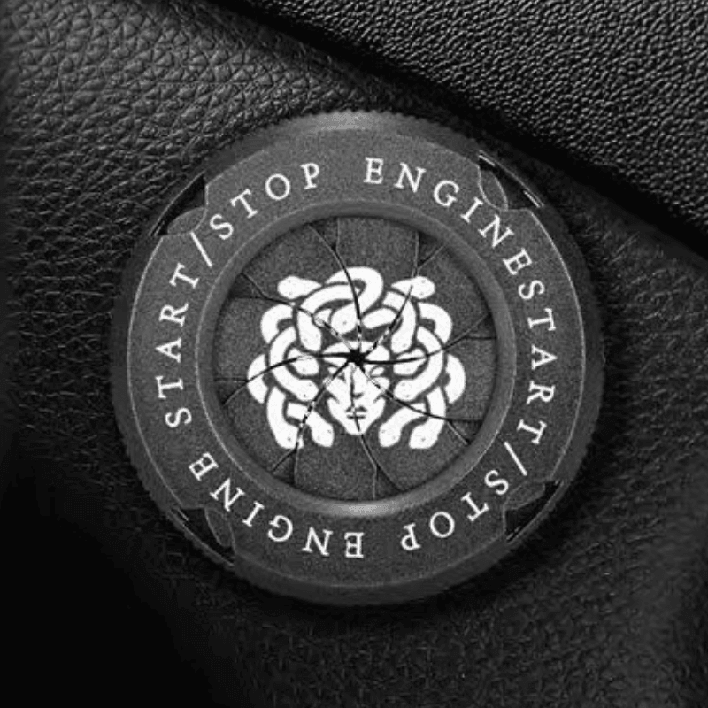 Customizable motorcycle igniter cover with central logo by Bean's Moto Booth, featuring a sleek design for motorcycle ignition systems.