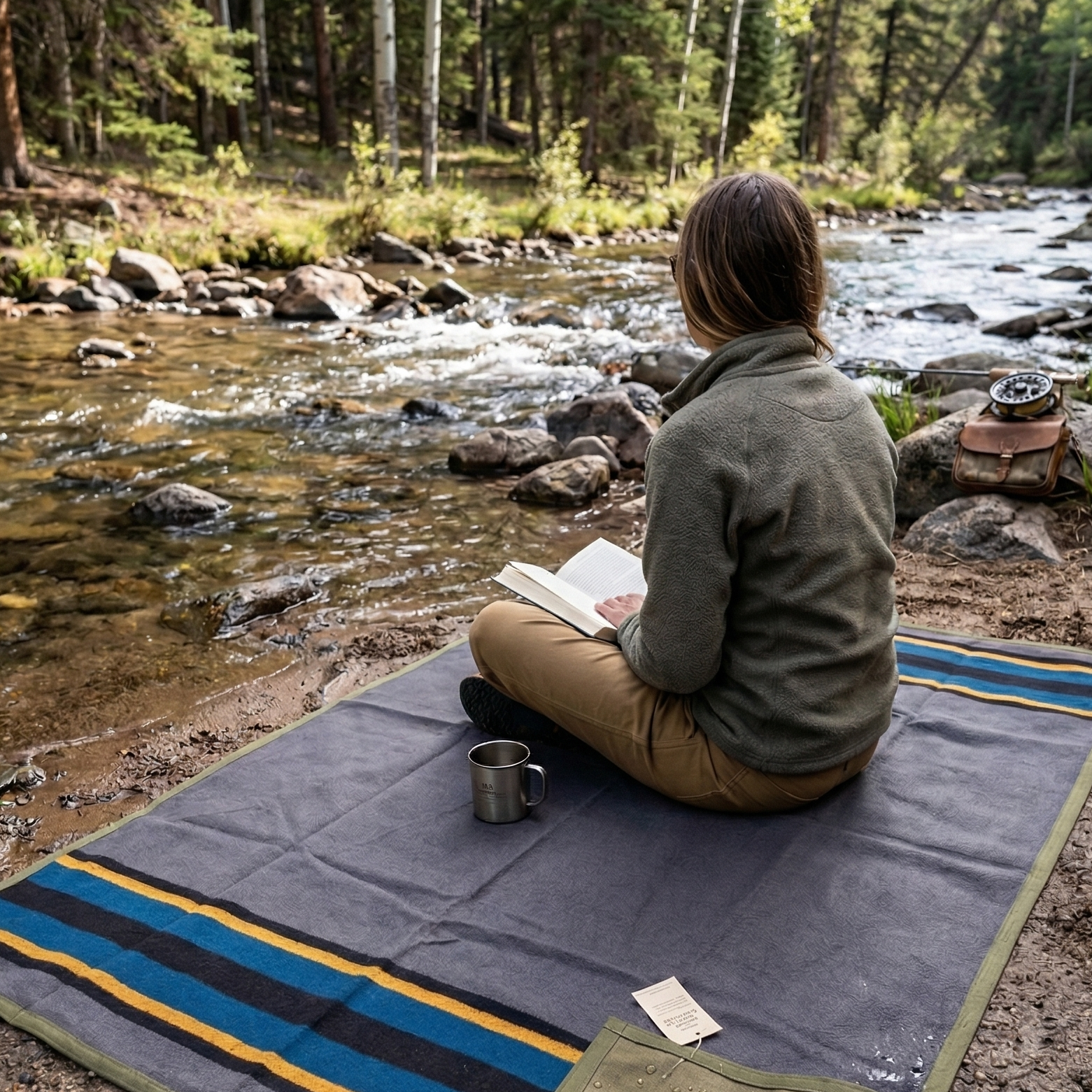 West Path waxed canvas camping blanket, outdoor throw blanket with durable, weather-resistant fabric for camping and bushcraft.