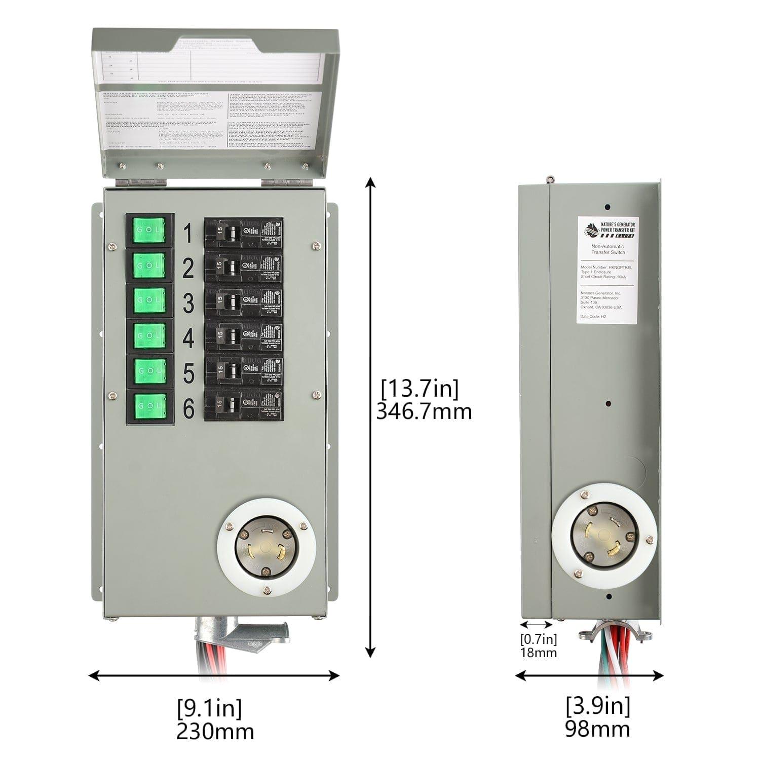 Nature's Generator Elite Gold PE System showing electronic components and control panel for renewable energy storage and management.