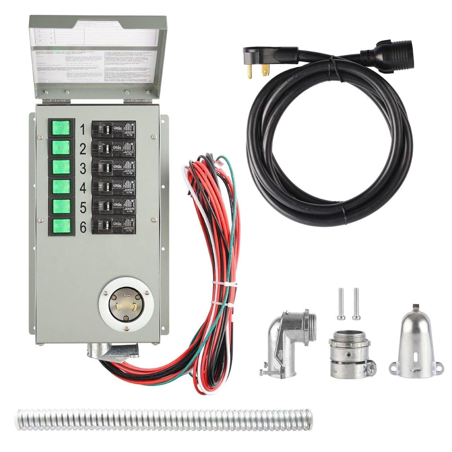 Nature's Generator Elite Gold PE system showing a compact electronic power generator with control panel and multiple connection ports.