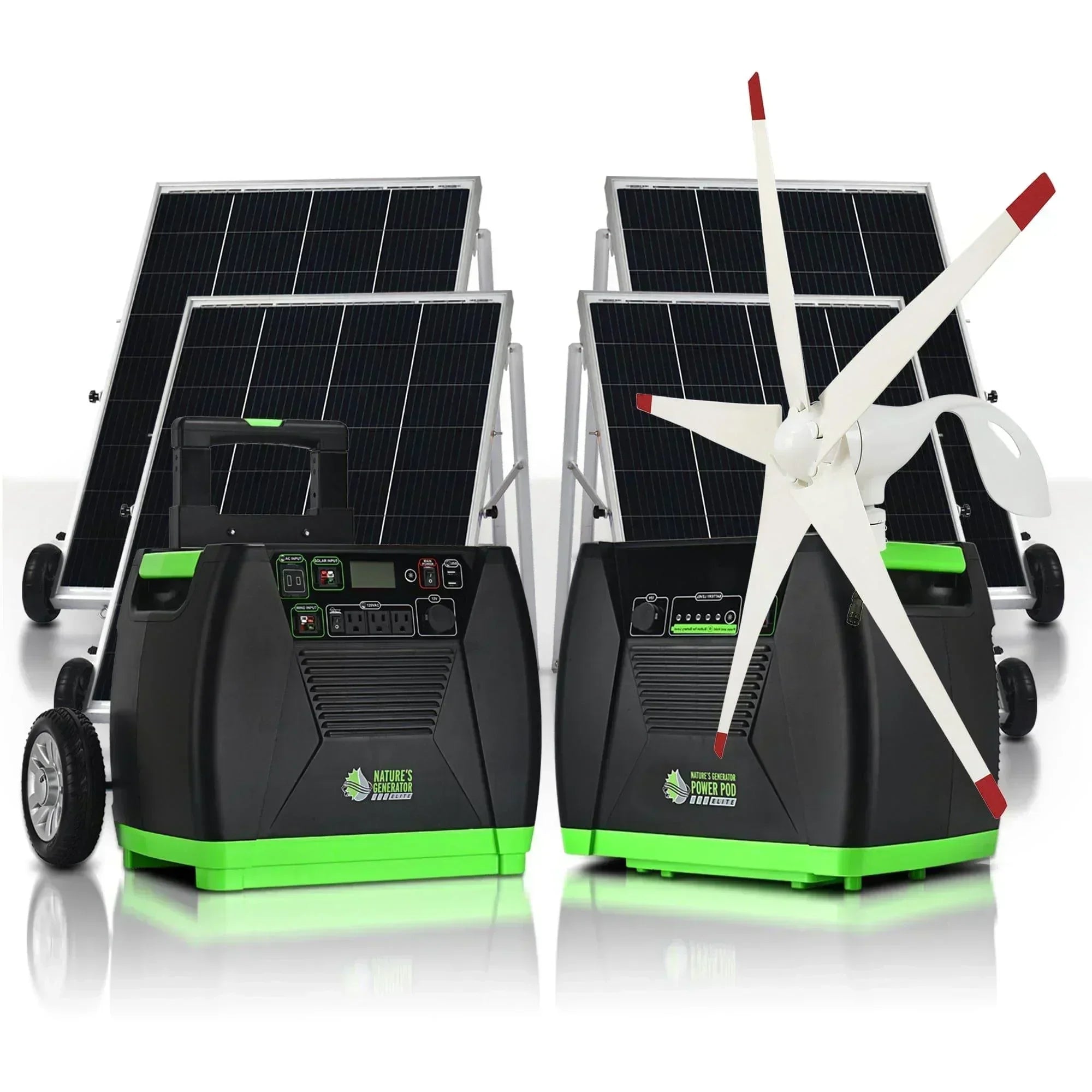 Green Vista Living Nature's Generator Elite Platinum WE System with portable generator and accessories for backup power.