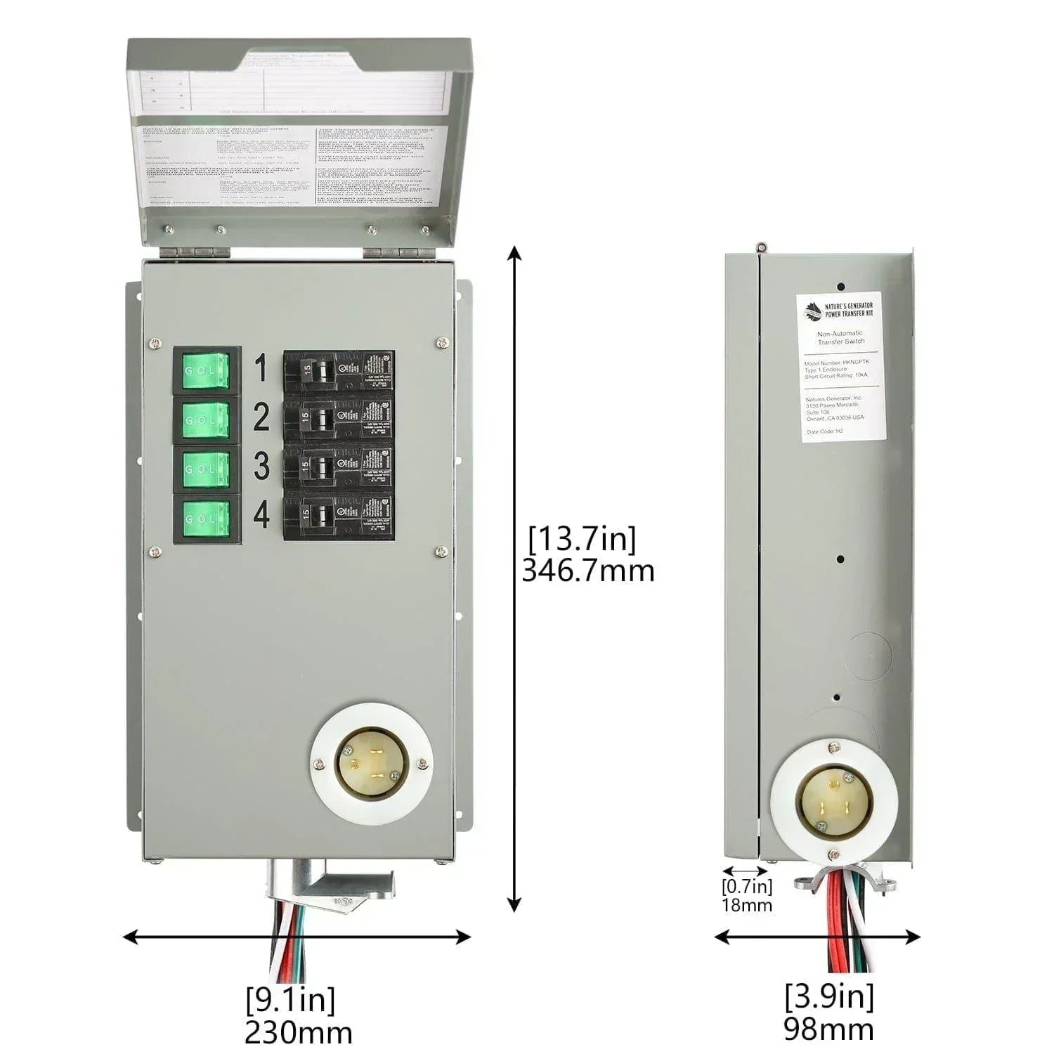 Green Vista Living Nature's Generator Gold PE System, portable generator with control panel and power outlets for backup energy.
