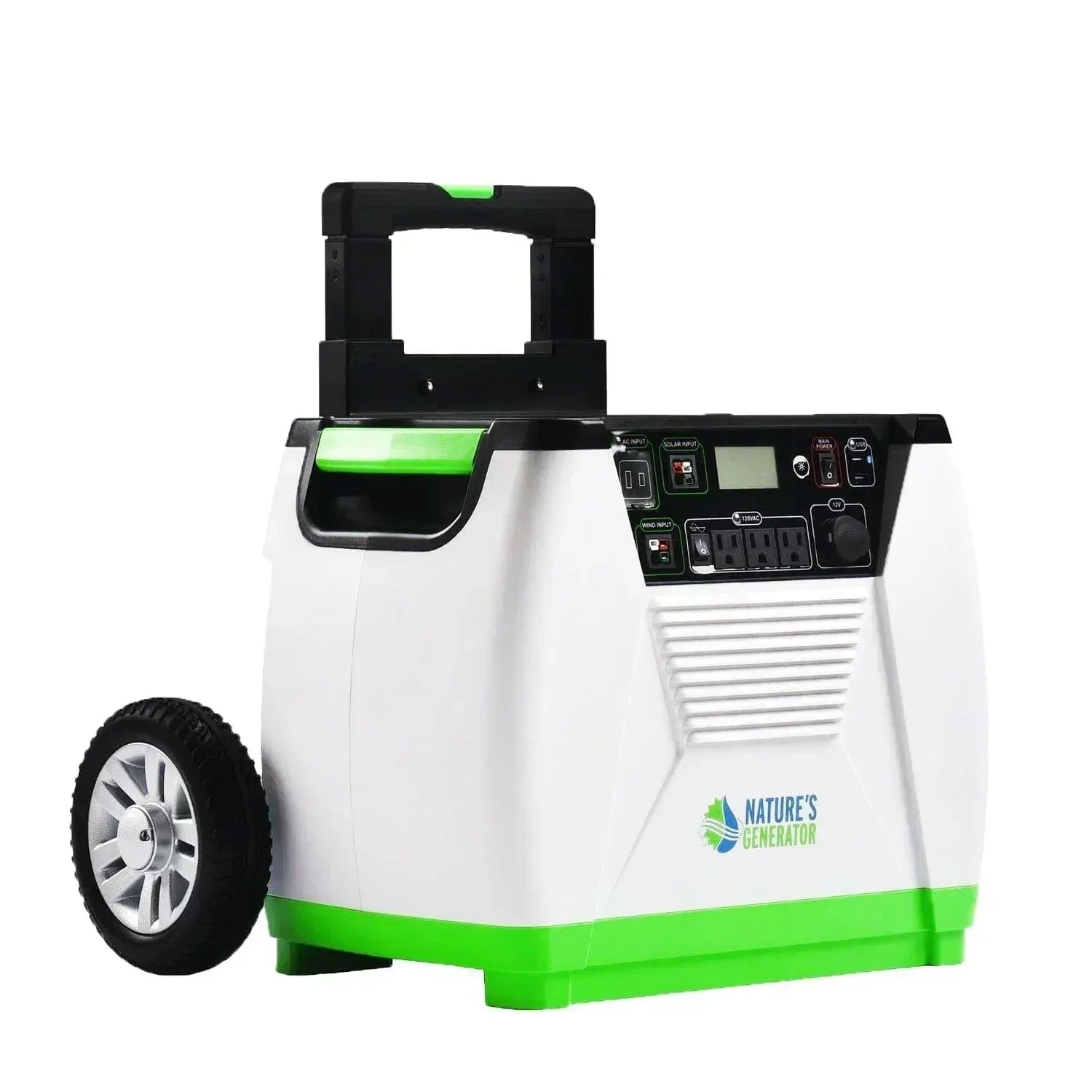 Green Vista Living Nature's Generator Gold PE System, portable renewable energy generator with multiple outlets and compact design.
