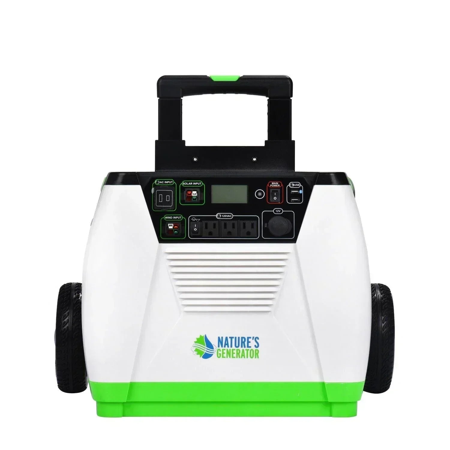 Green Vista Living Nature's Generator Gold PE system, portable generator with multiple outlets and compact design for renewable energy backup.