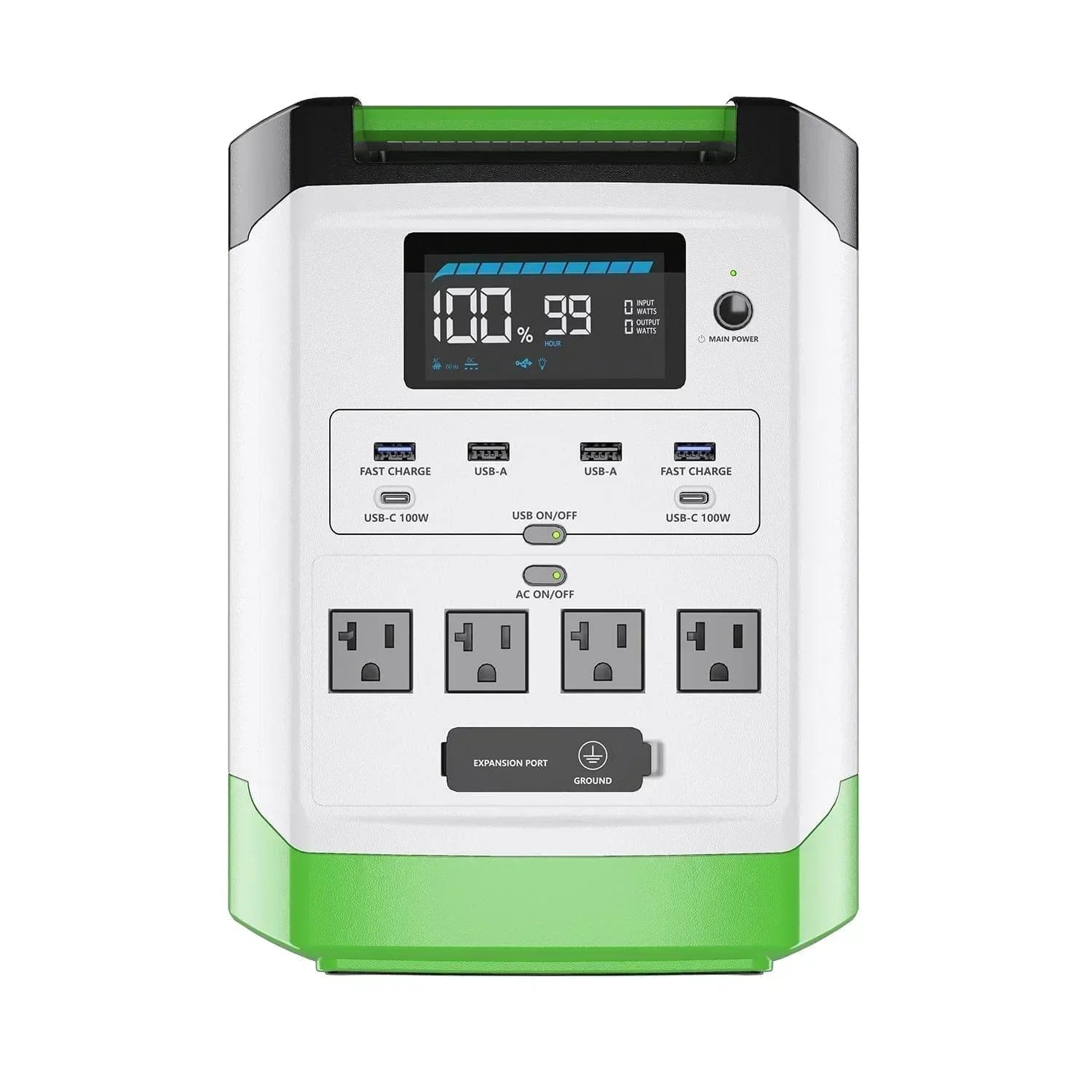 Green Vista Living Nature's Generator Lithium 1800 Gold portable generator with digital display and multiple outlets.