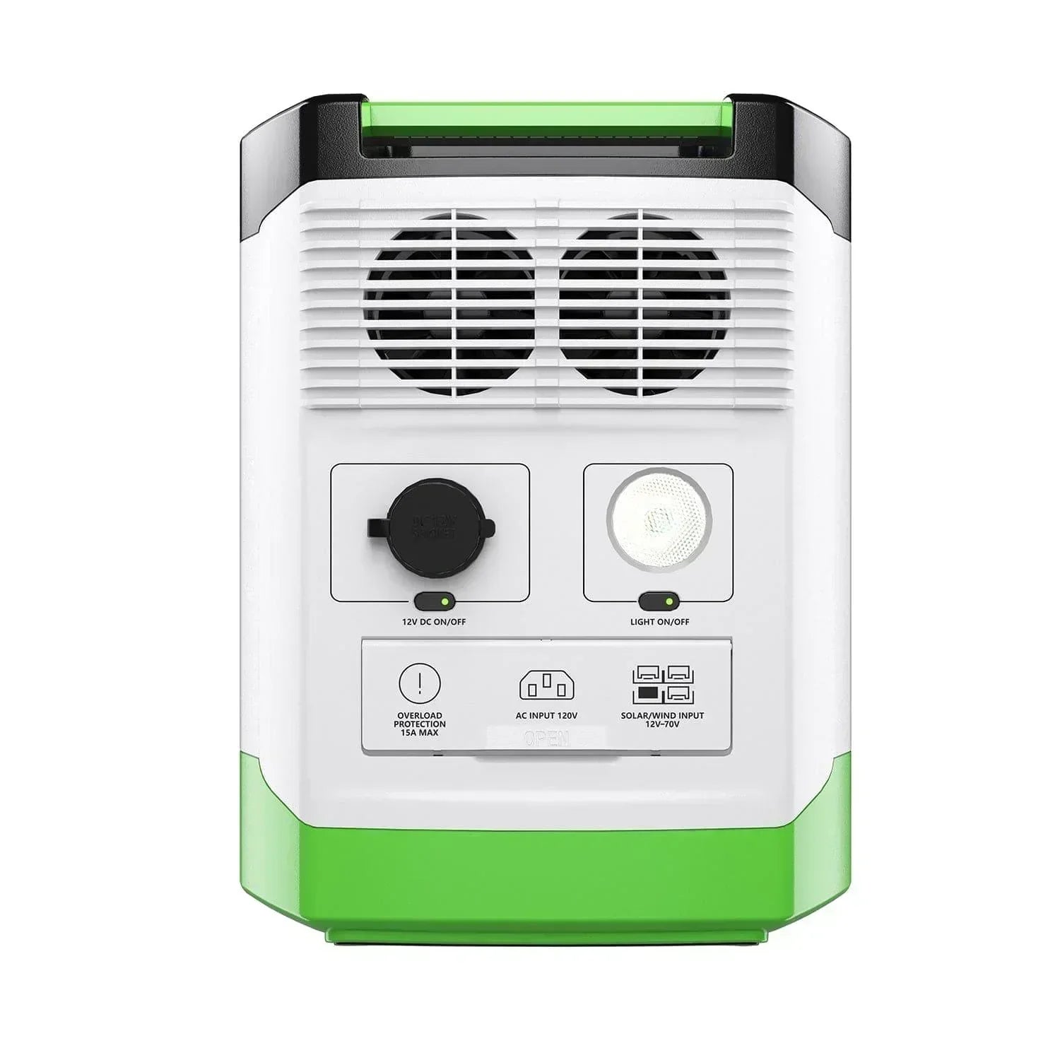 Green Vista Living Nature's Generator Lithium 1800 Gold portable generator with digital display and multiple outlets.