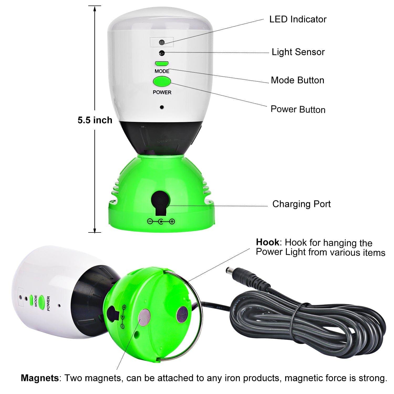 Nature's Generator 400 Lumens power light, portable electronics LED with handle and adjustable brightness for outdoor use
