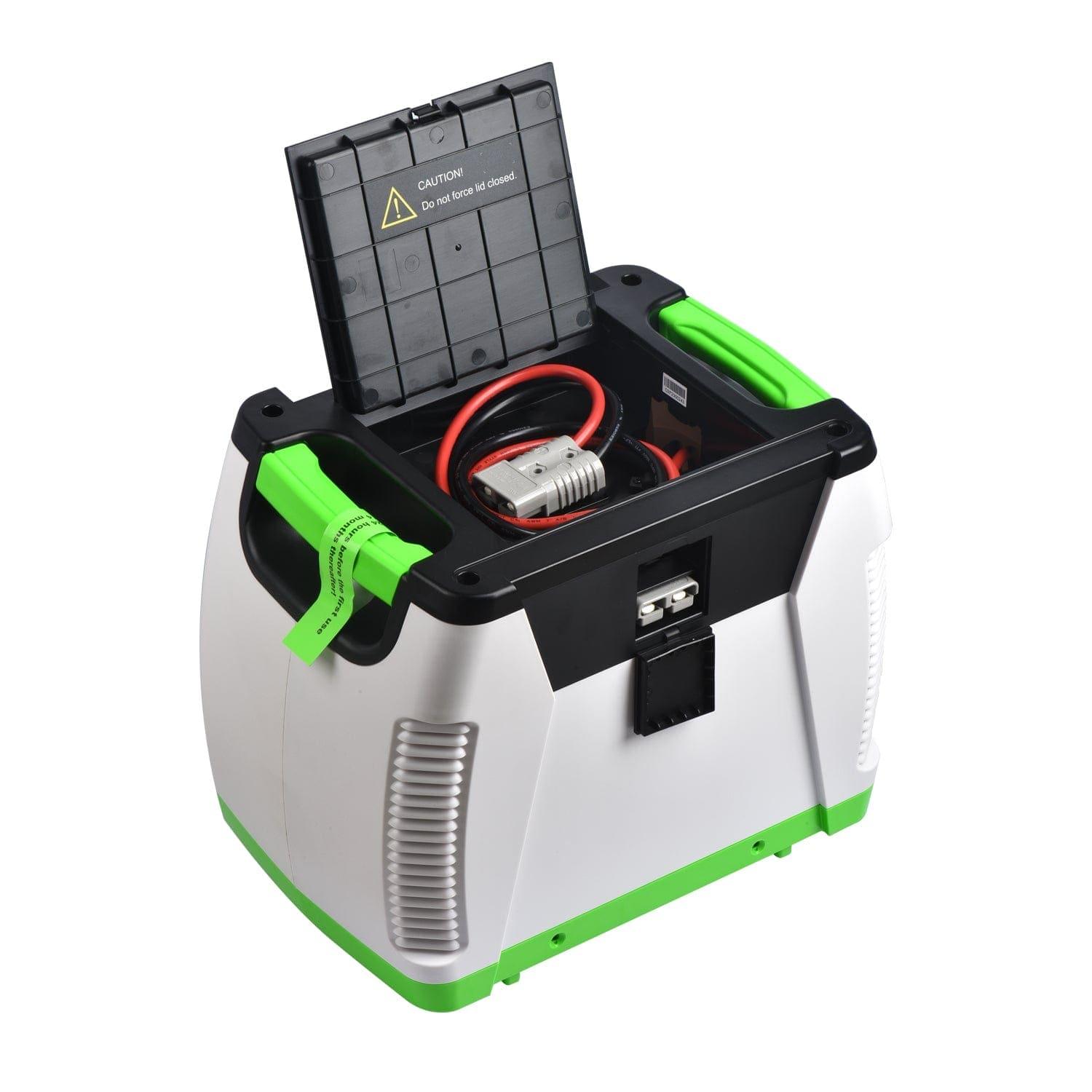 Nature's Generator Power Pod, portable power bank with multiple outlets, compact design, and built-in solar compatibility for outdoor use.