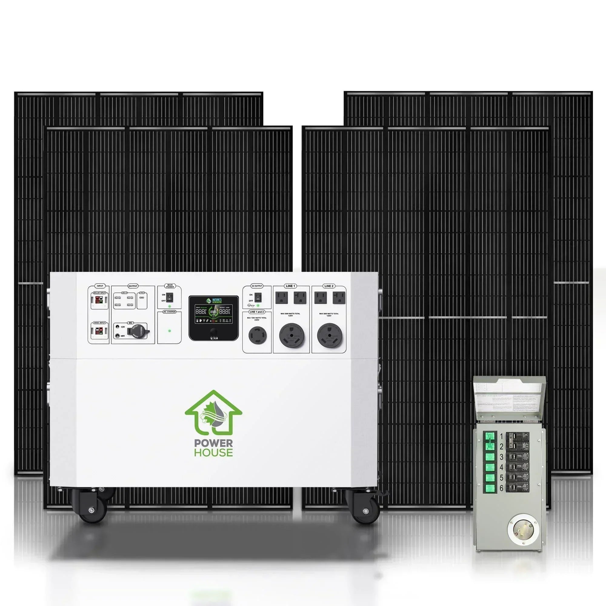 Green Vista Living Nature’s Generator Powerhouse Gold Plus PE system, portable generator with multiple outlets and eco-friendly design.