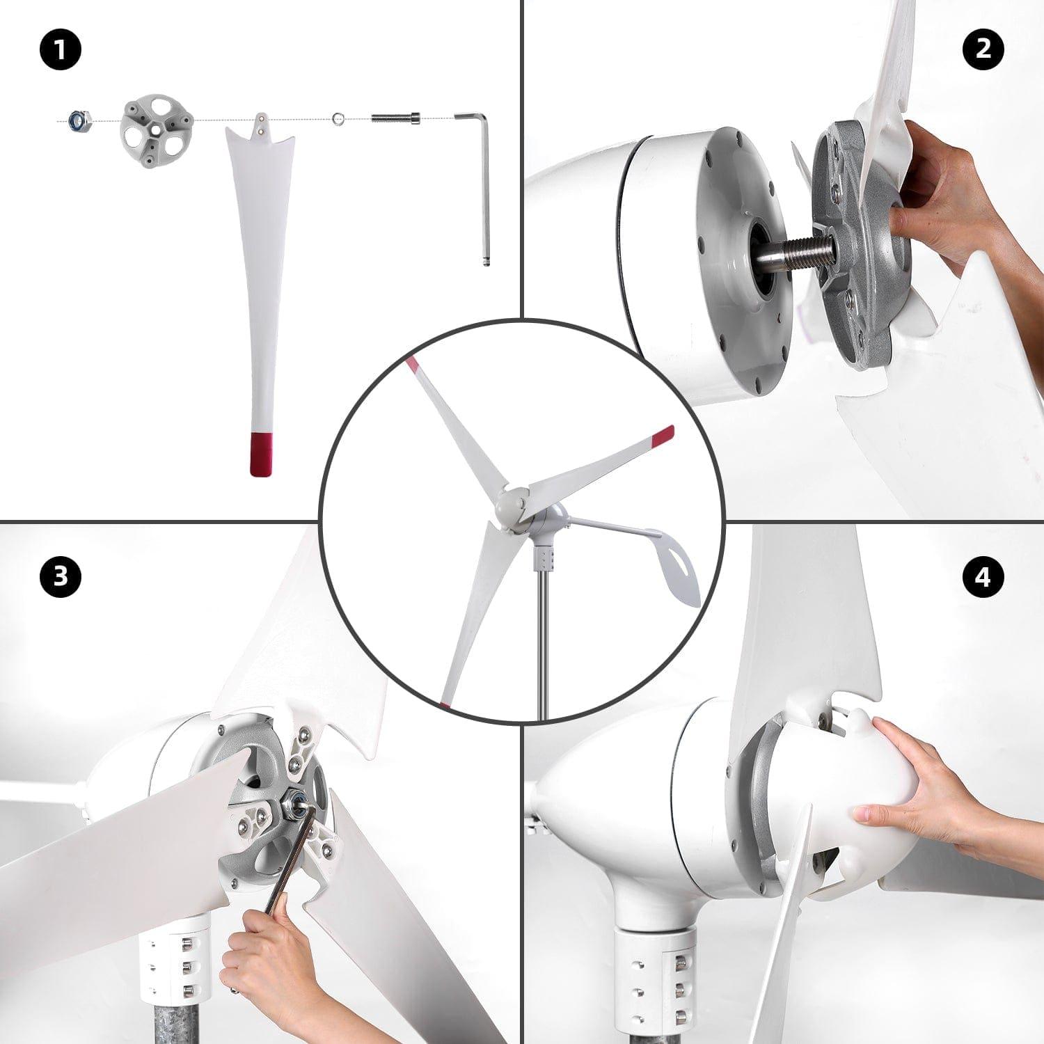 Nature's Generator Powerhouse V2 Solar and Wind Generator with platinum plus WE system, showing solar panels and wind turbine setup.