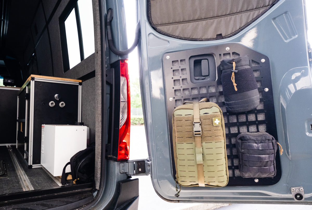 The Original Rear Door Modular MOLLE Storage Panel for Mercedes Sprinter (2019+) by FreedomVanGo - OVERLANDERS Outfitter