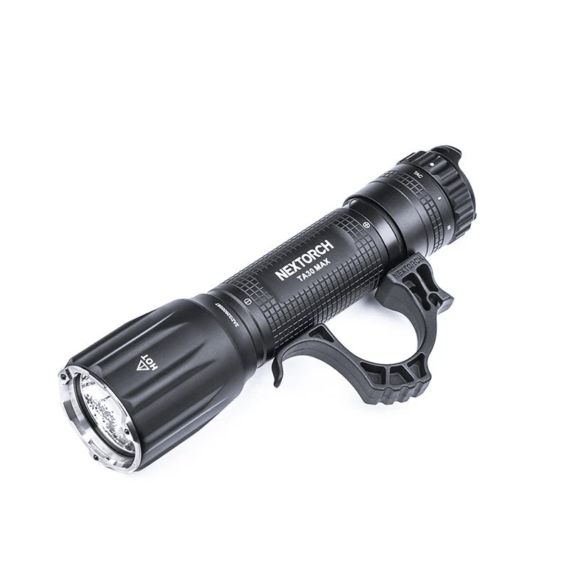 SFT2 Tactical TA30C Max Package mounted flashlight with 3000 lumens, showcasing its sleek design and powerful beam.