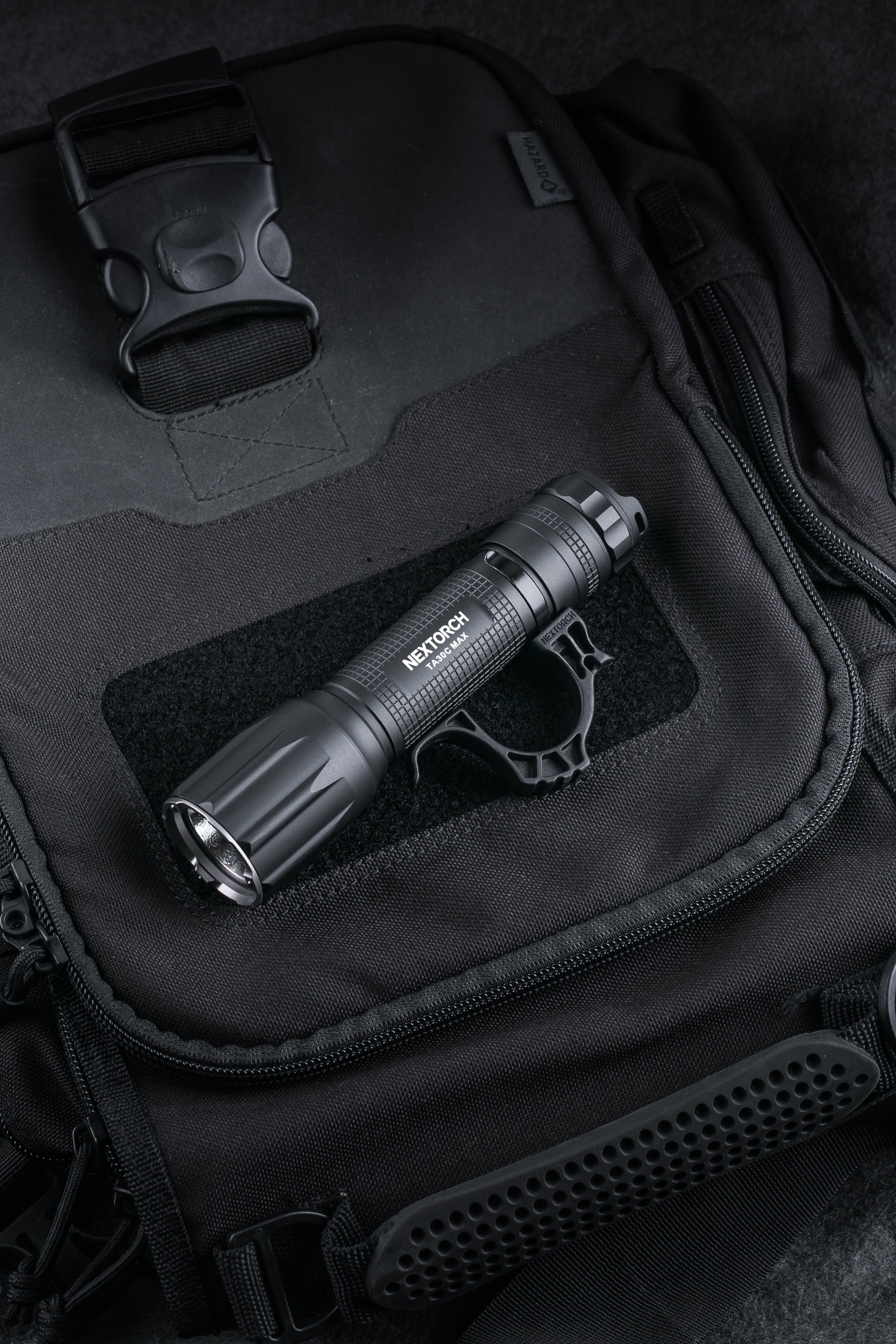 SFT2 Tactical TA30C Max Package flashlight mounted light with 3000 lumens, showcasing its compact design and powerful beam.