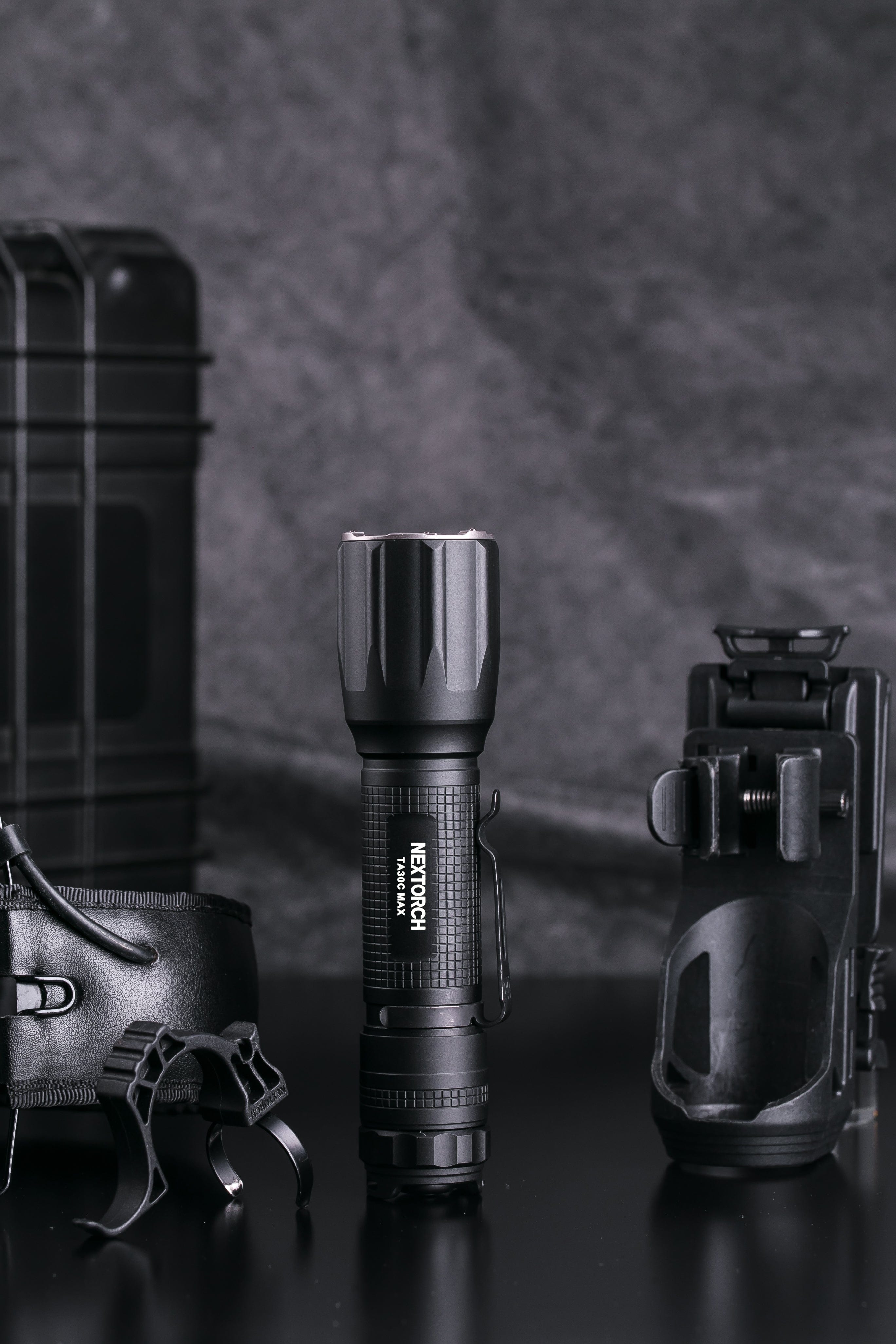 SFT2 Tactical TA30C Max Package mounted flashlight with 3000 lumens brightness and tactical kit components.