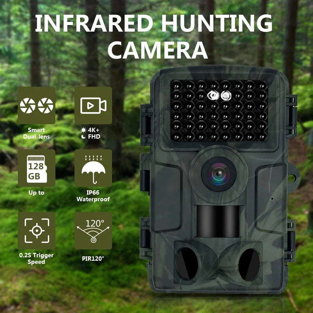 SFT2 Tactical Sentinel night vision trail camera capturing outdoor wildlife with infrared night vision in a natural setting.