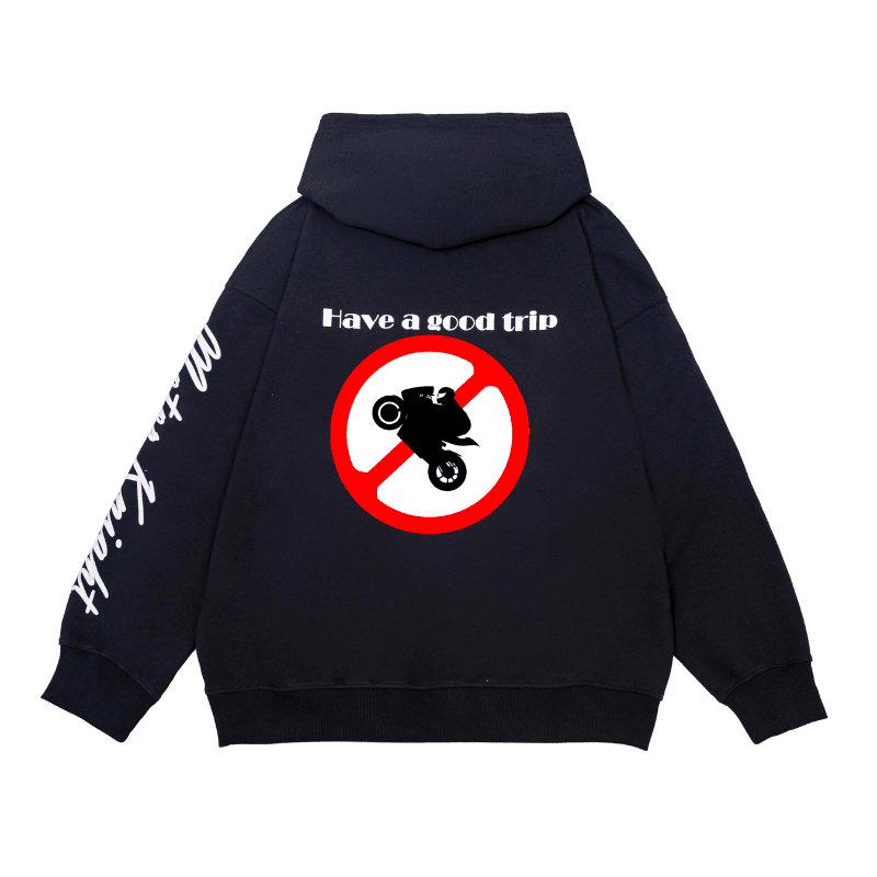 Black No Leaning/Wheelie hoodie by Bean's Moto Booth featuring a front graphic and comfortable fit.