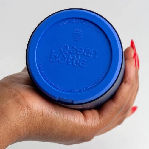 Bottom view of the COR Surf Ocean Bottle insulated water bottle, showing the sleek design and durable base for hot or cold drinks.
