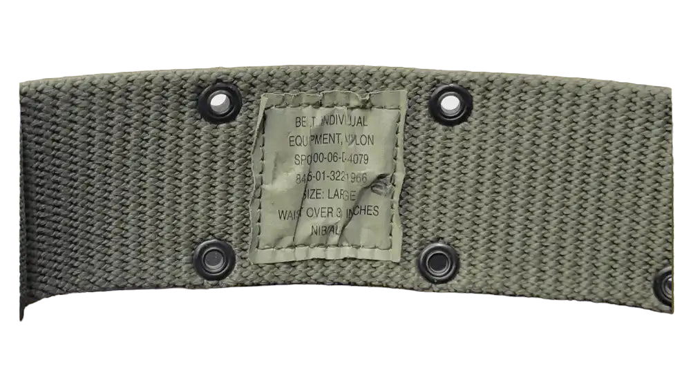 Authentic USGI ALICE web belt from OneThiefSurplus, military-style nylon belt with metal buckle and webbing for tactical use.