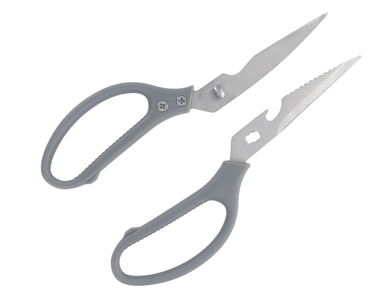 Onethiefsurplus 8-inch stainless steel kitchen scissors designed for camping and hiking, with sturdy blades for versatile outdoor use.