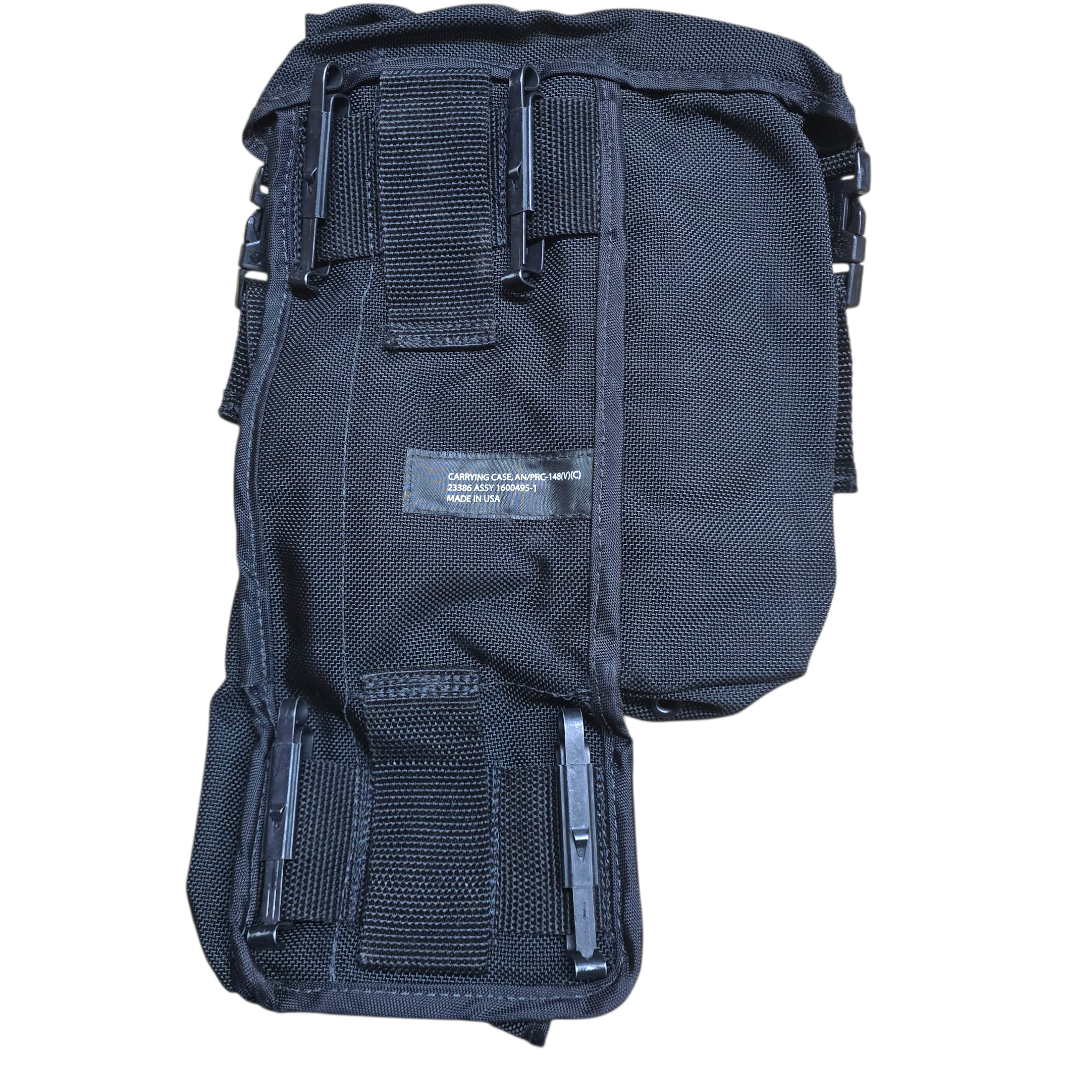Onethiefsurplus AN/PRC-148 radio carrier for camping and hiking, durable tactical radio pouch with adjustable straps and storage compartments.