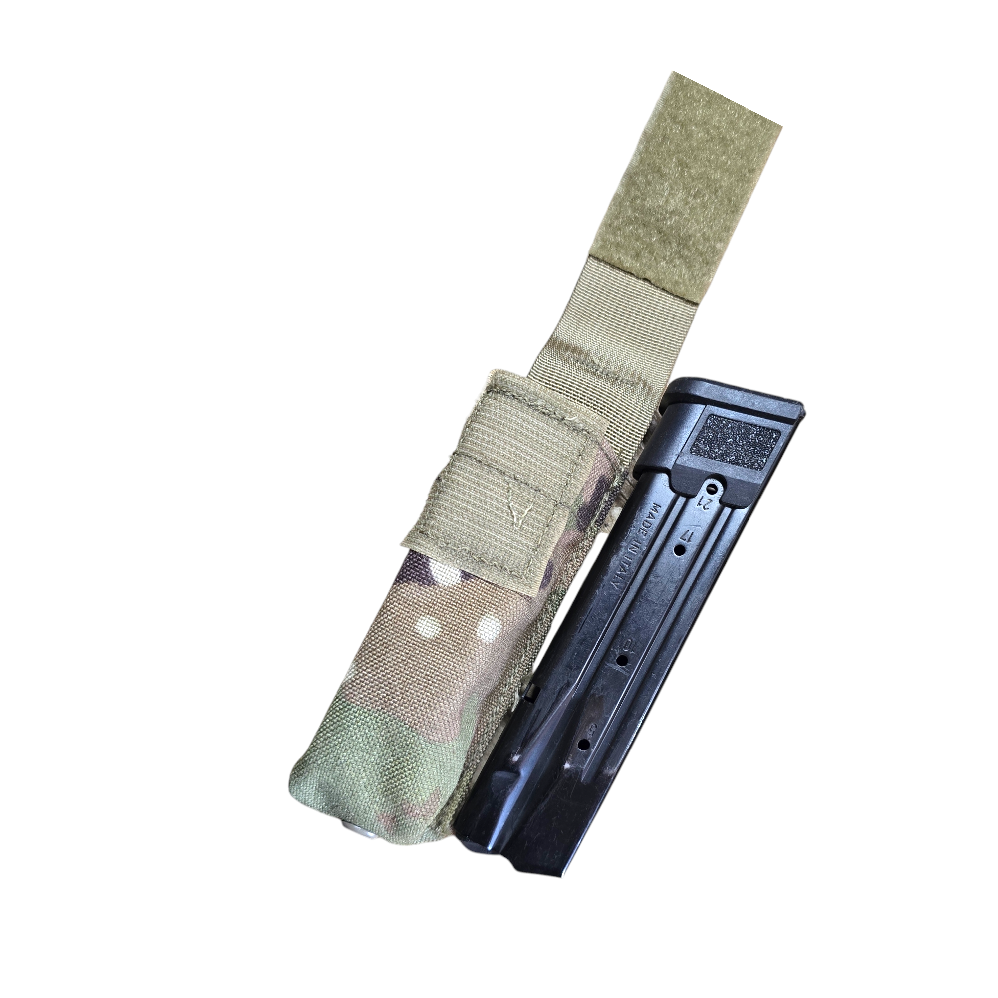Current Issue MOLLE II Extended M17 Single Mag Pouch by onethiefsurplus, designed for camping and hiking, with adjustable straps and durable fabric.