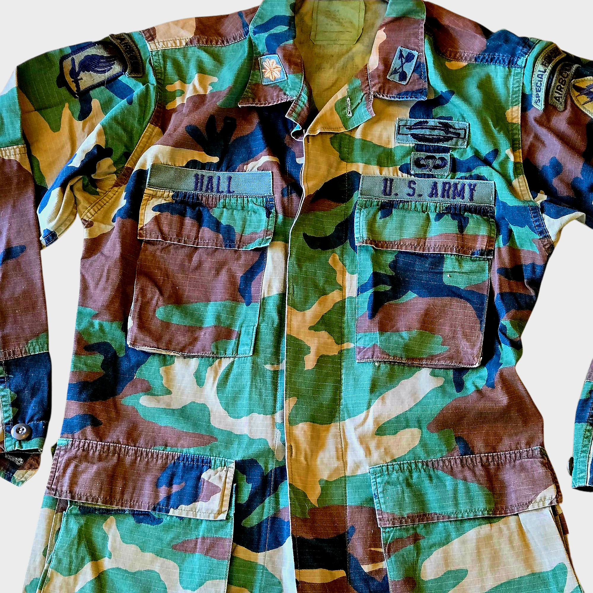 Genuine M81 BDU shirt from onethiefsurplus, olive green military-style BDU uniform shirt with buttoned chest pockets.