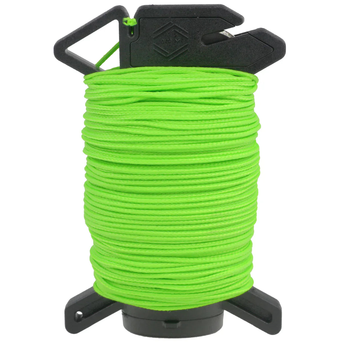 Neon green Atwood Rope Ready Rope Micro for camping and hiking by onethiefsurplus, shown coiled and ready for outdoor use.