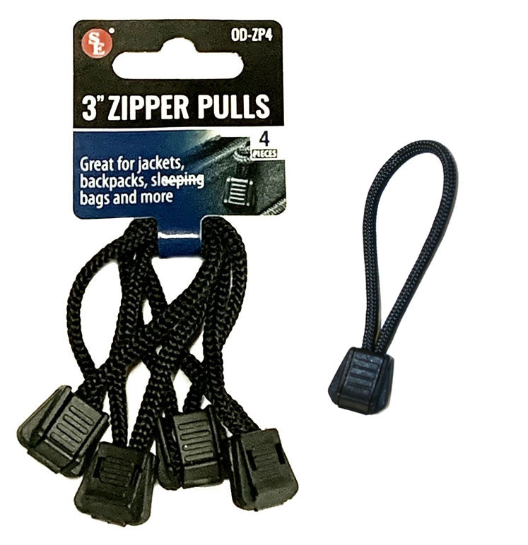 Four replacement zipper pulls for camping and hiking gear, from onethiefsurplus, designed for easy backpack or jacket repairs.