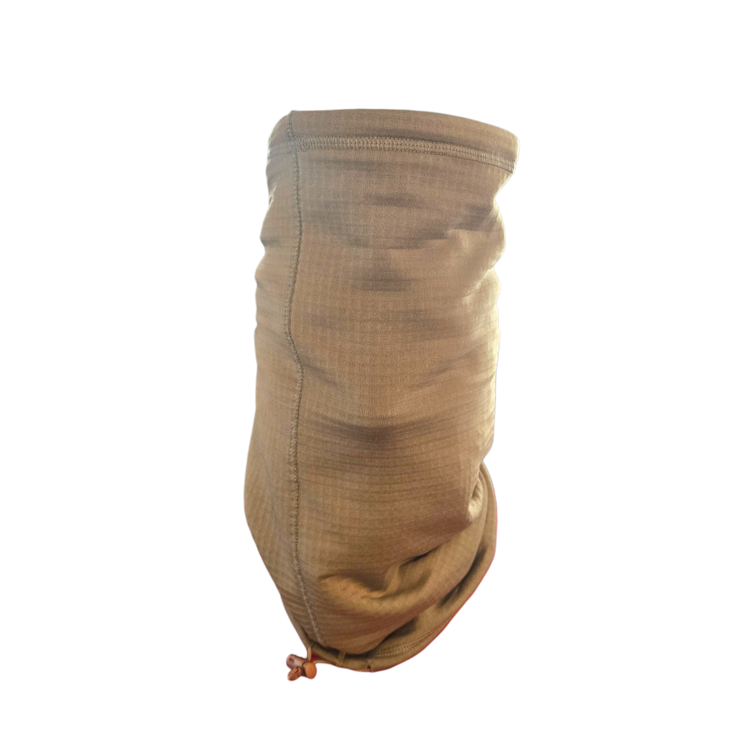 USGI Tan Grid Fleece Neck Gaiter for camping and hiking by onethiefsurplus, showing the warm, lightweight fleece fabric.