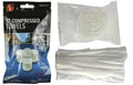Compressed disposable towels from onethiefsurplus, compact and lightweight, shown in a package with 12 towels for convenient use.